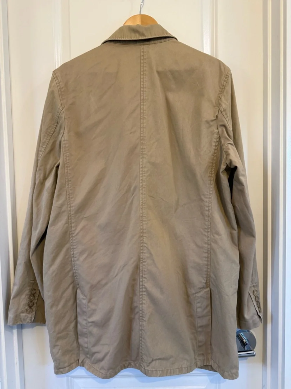 Breakwater Men's Cotton Blazer Jacket Two Button Beige Twill Size Large preppy